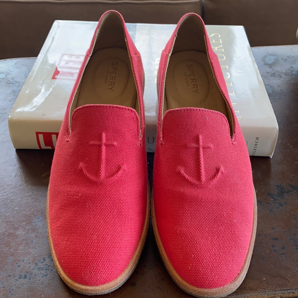 Sperry Women’s Red Canvas Slip-On Loafers